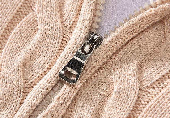 Anthony – Zopfmuster-Pullover mit Halb-Reißverschluss