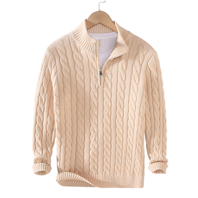 Anthony – Zopfmuster-Pullover mit Halb-Reißverschluss