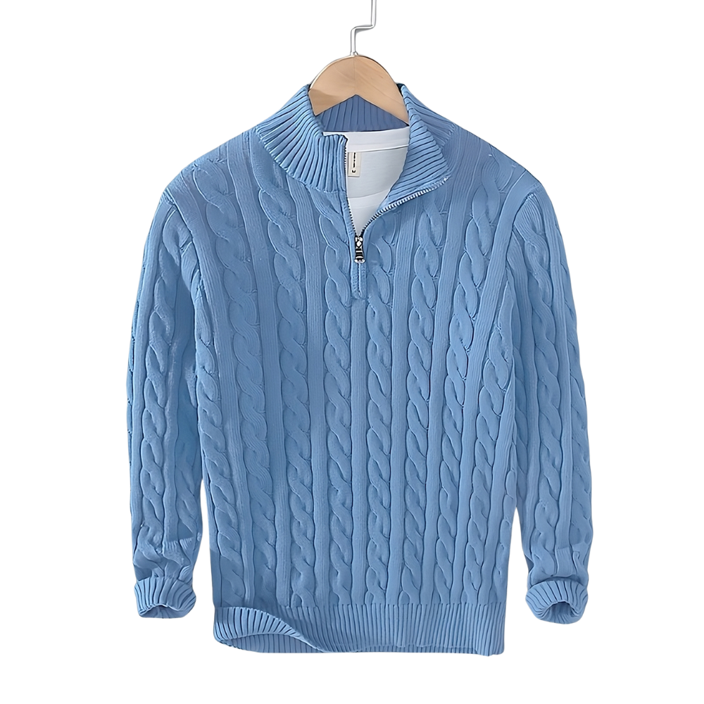 Anthony – Zopfmuster-Pullover mit Halb-Reißverschluss