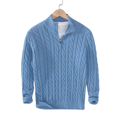 Anthony – Zopfmuster-Pullover mit Halb-Reißverschluss