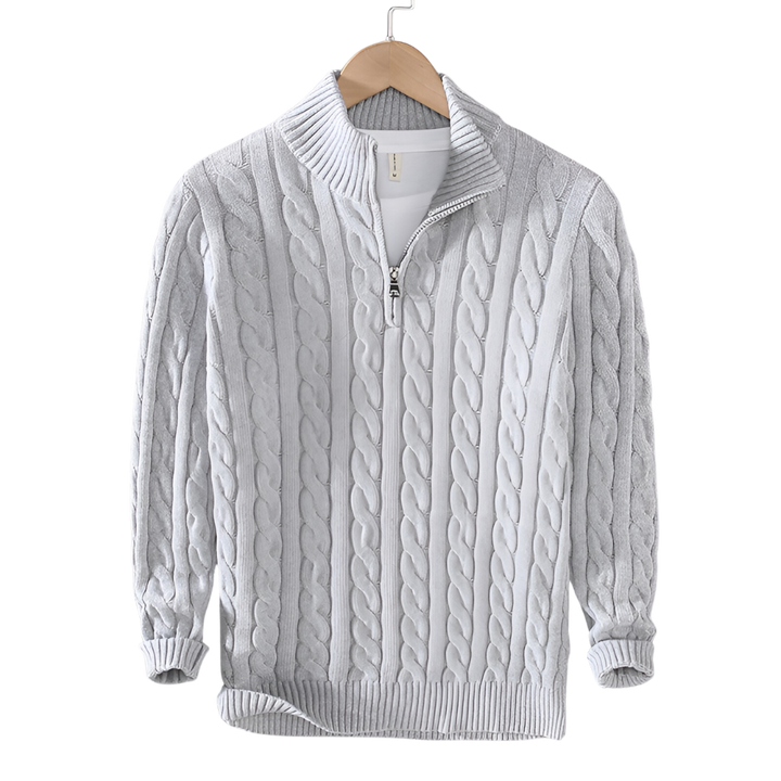 Anthony – Zopfmuster-Pullover mit Halb-Reißverschluss