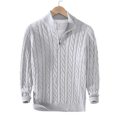 Anthony – Zopfmuster-Pullover mit Halb-Reißverschluss