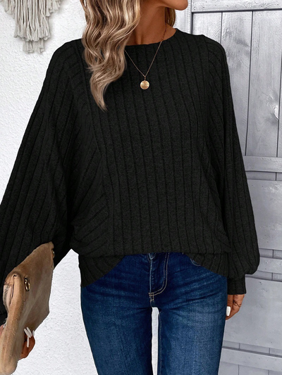 Peyton | Top mit gerippten Ärmeln